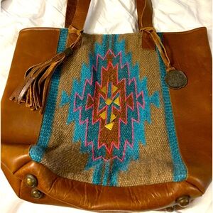 Catchfly western/Aztec feather wool purse.